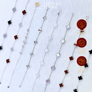 Lắc tay bạc Ý mạ vàng trắng cỏ 4 lá kết hợp đính kết đá Cubic Zirconia | The Serendipity Bracelet